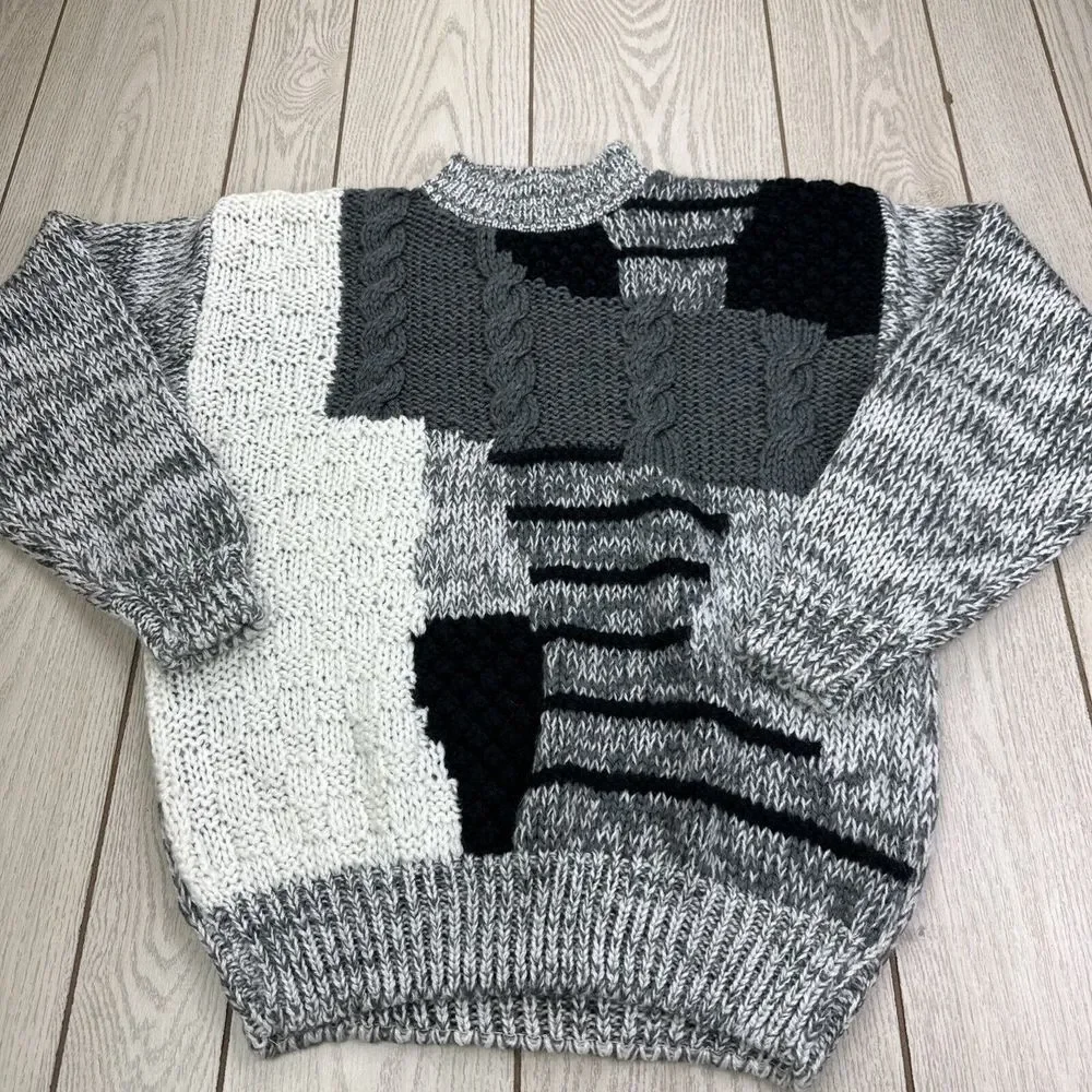 Oakton Limited Men's Sweater Size‎ XL Acrylic Grey Black & White